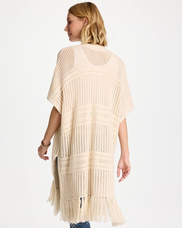 Long Knit Fringe Ruana - image 4